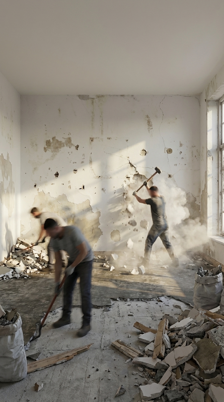 Demolition phase in progress