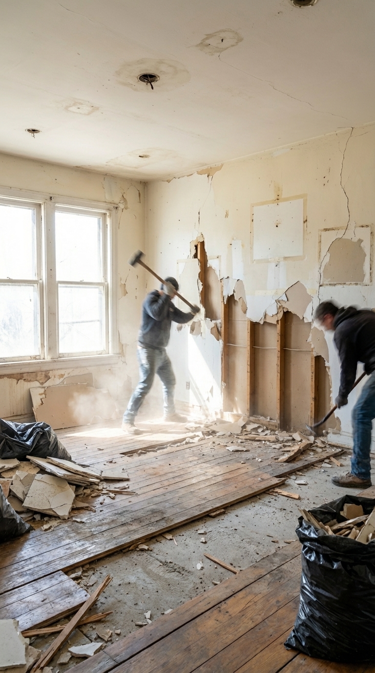 Demolition phase in progress