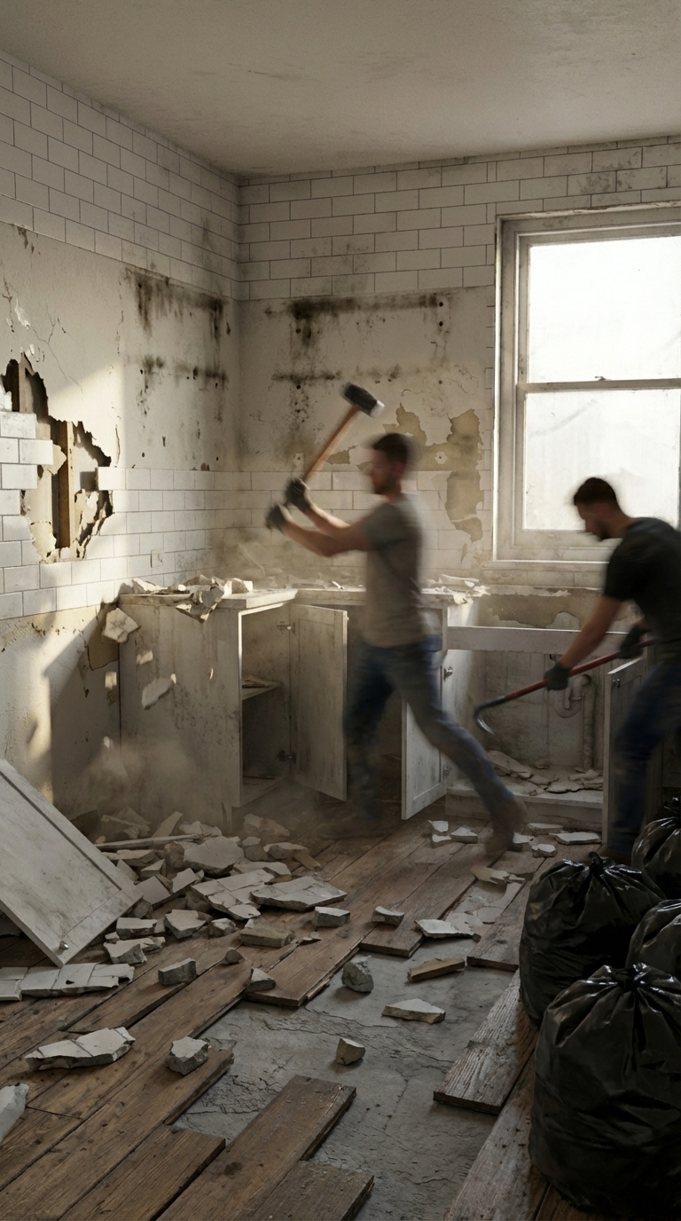 Demolition phase in progress