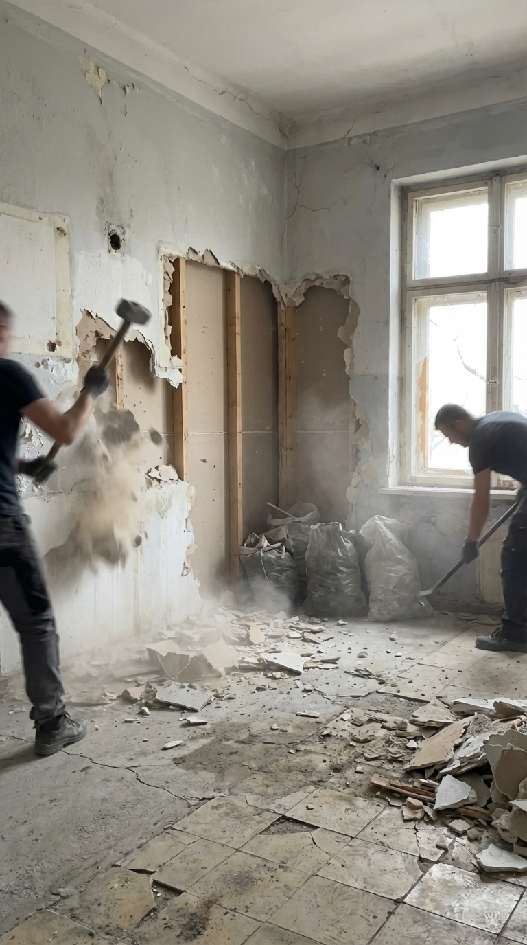 Demolition phase in progress