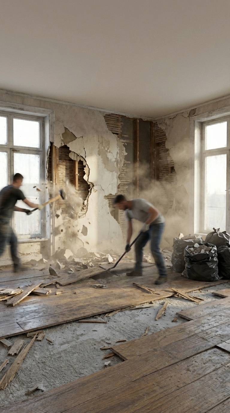 Demolition phase in progress