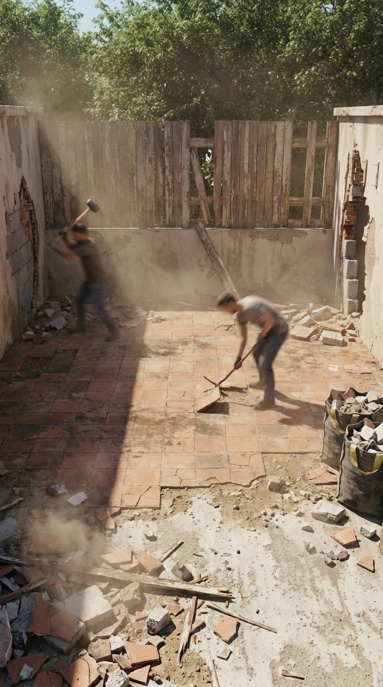 Demolition phase in progress