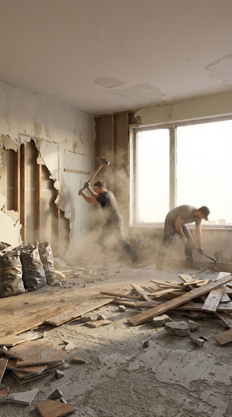 Demolition phase in progress