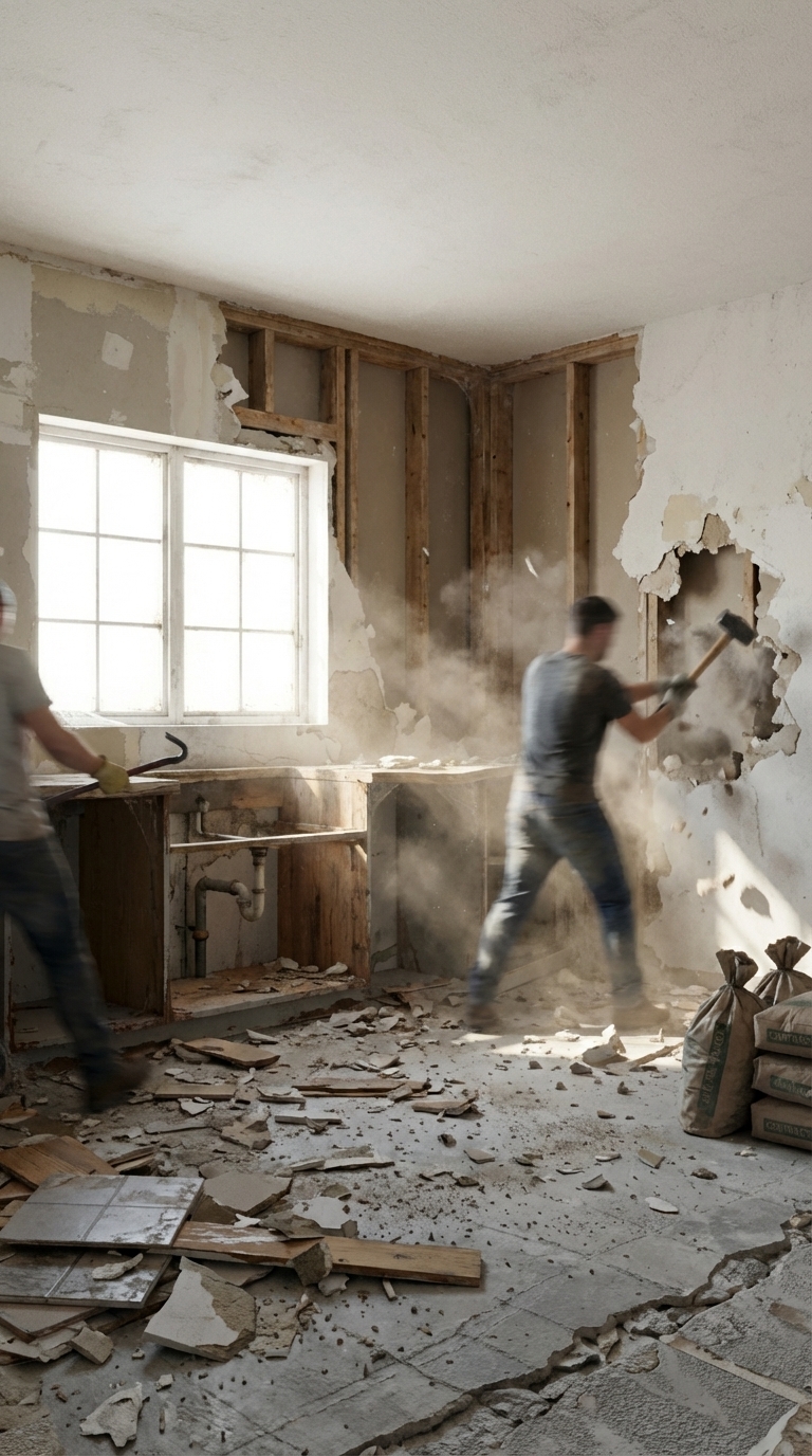 Demolition phase in progress