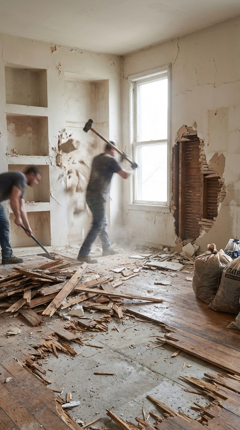 Demolition phase in progress