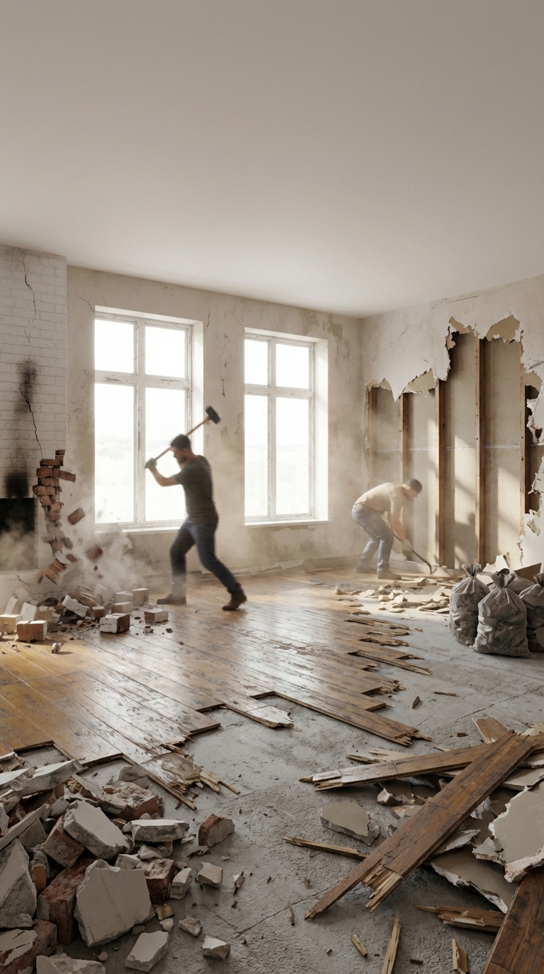 Demolition phase in progress