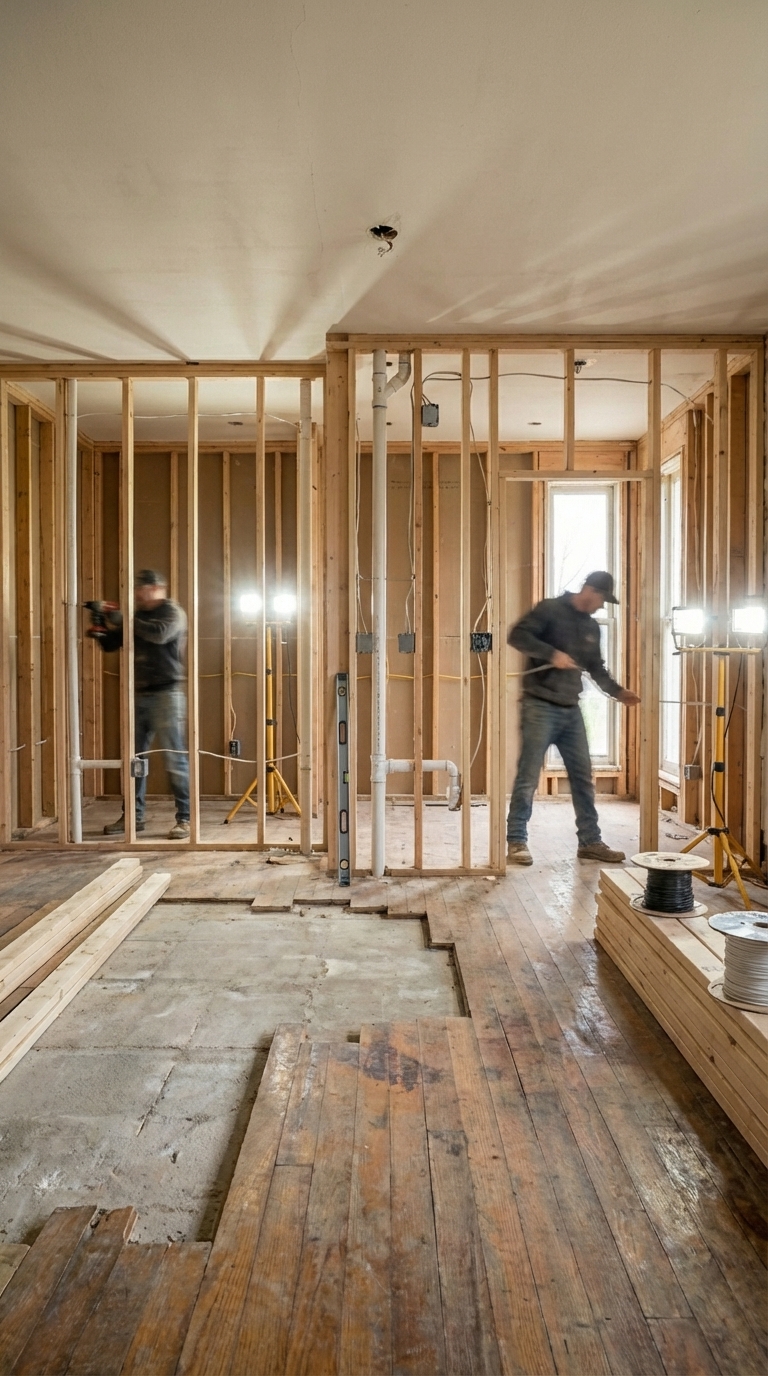 Structural framing and rough-in