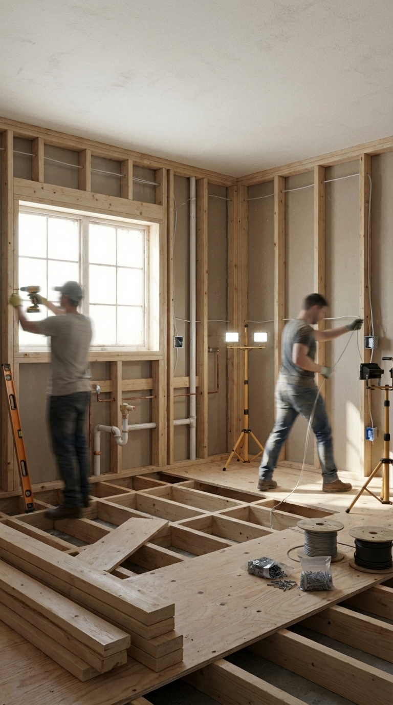 Structural framing and rough-in