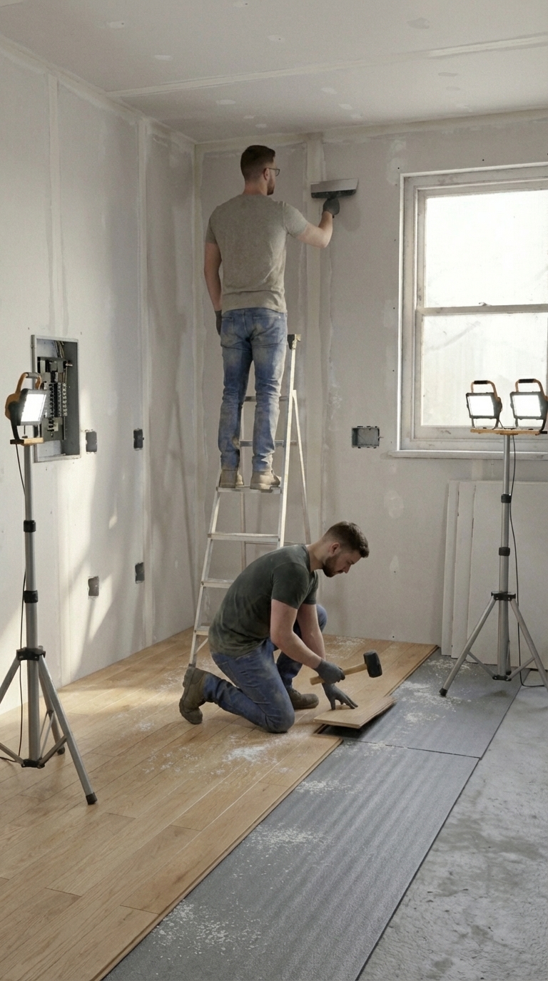 Drywall and subfloor installation