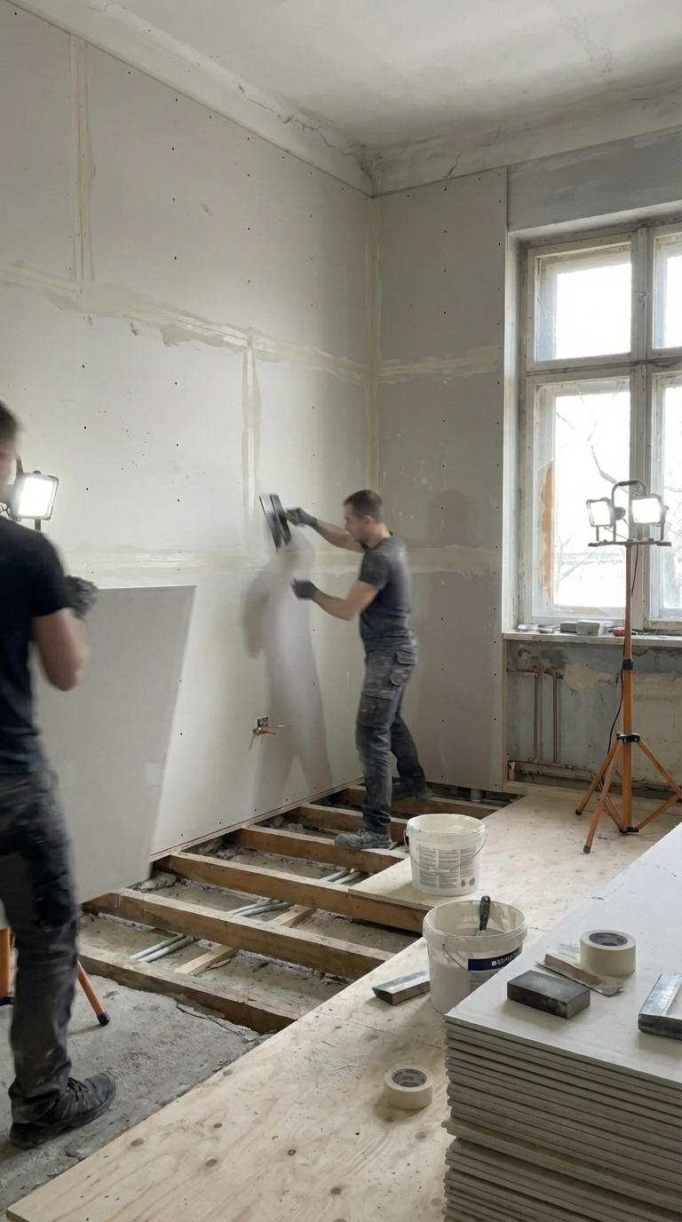 Drywall and subfloor installation