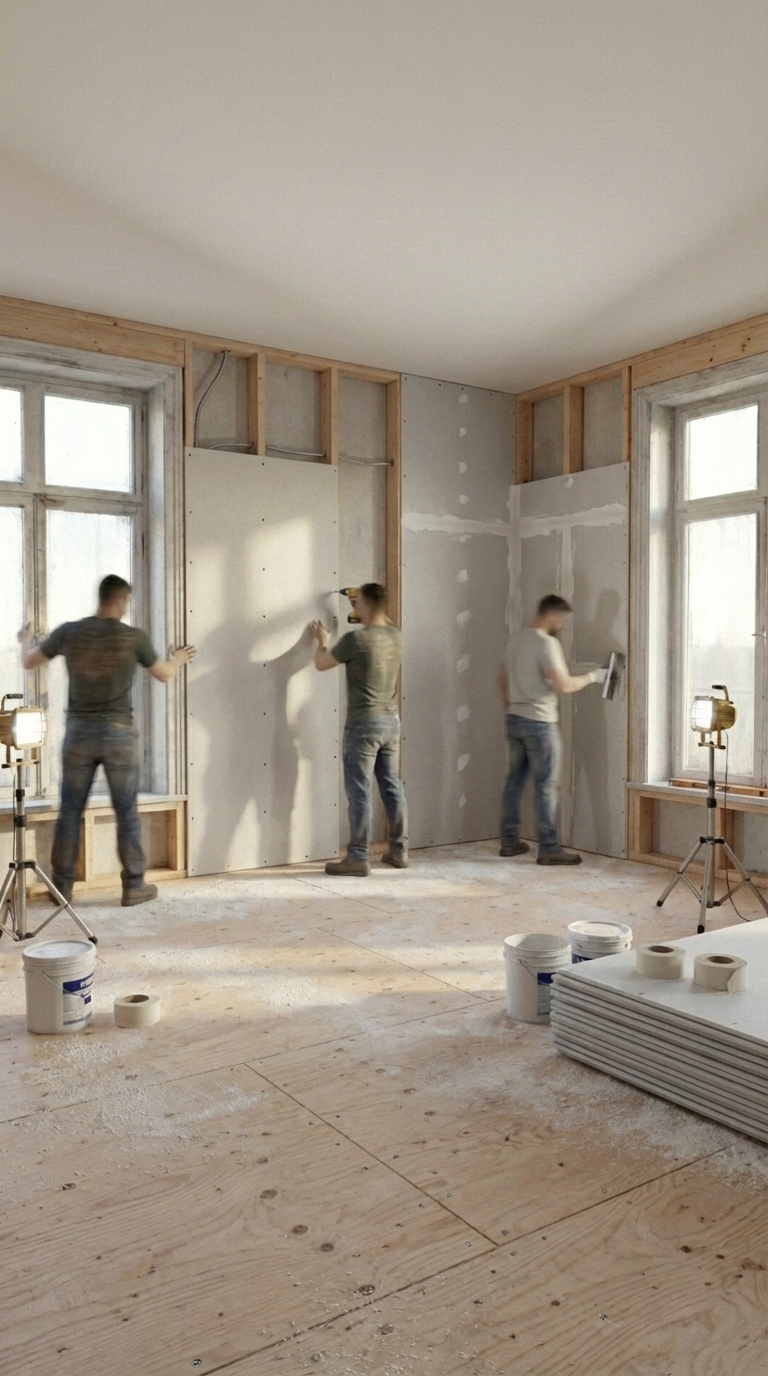 Drywall and subfloor installation