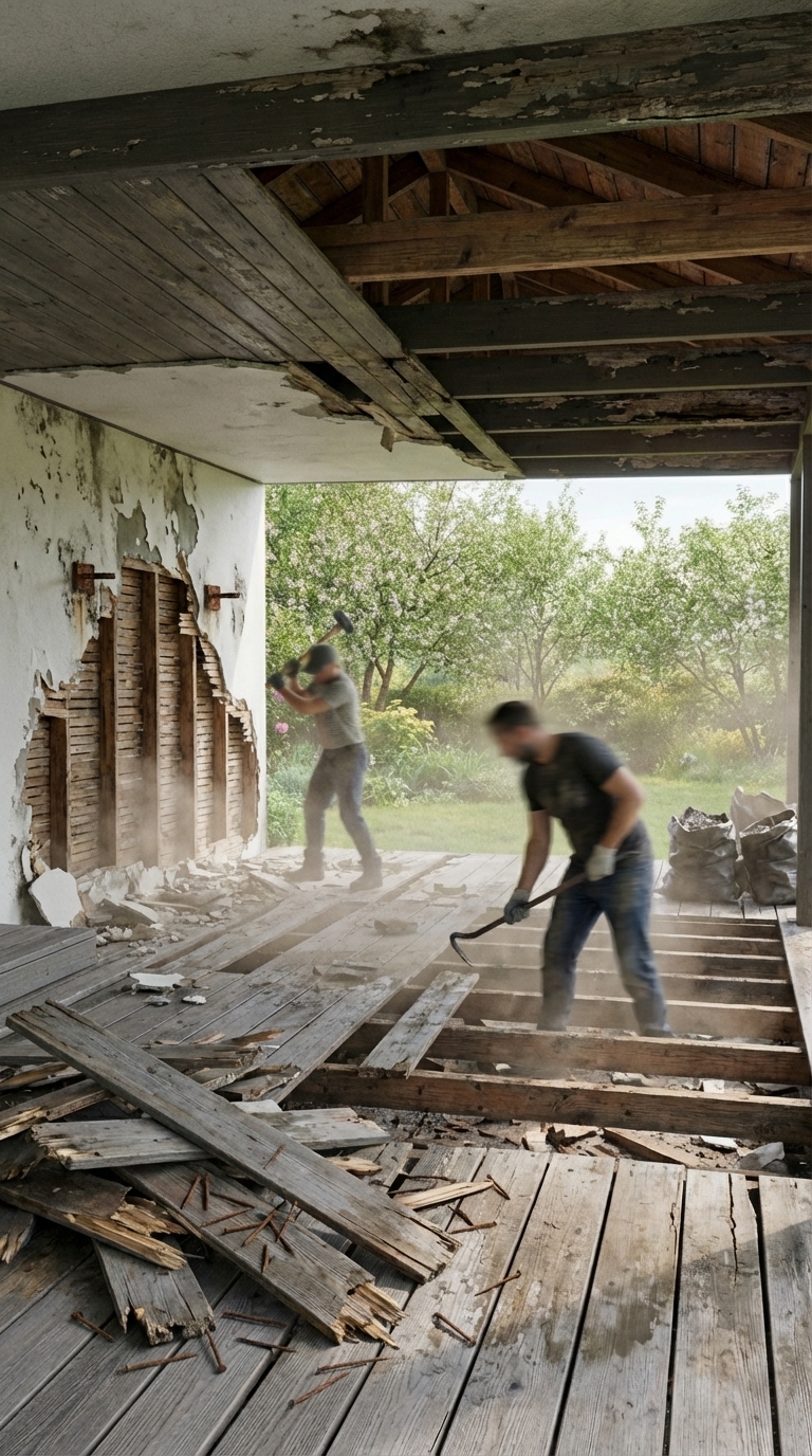Demolition phase in progress