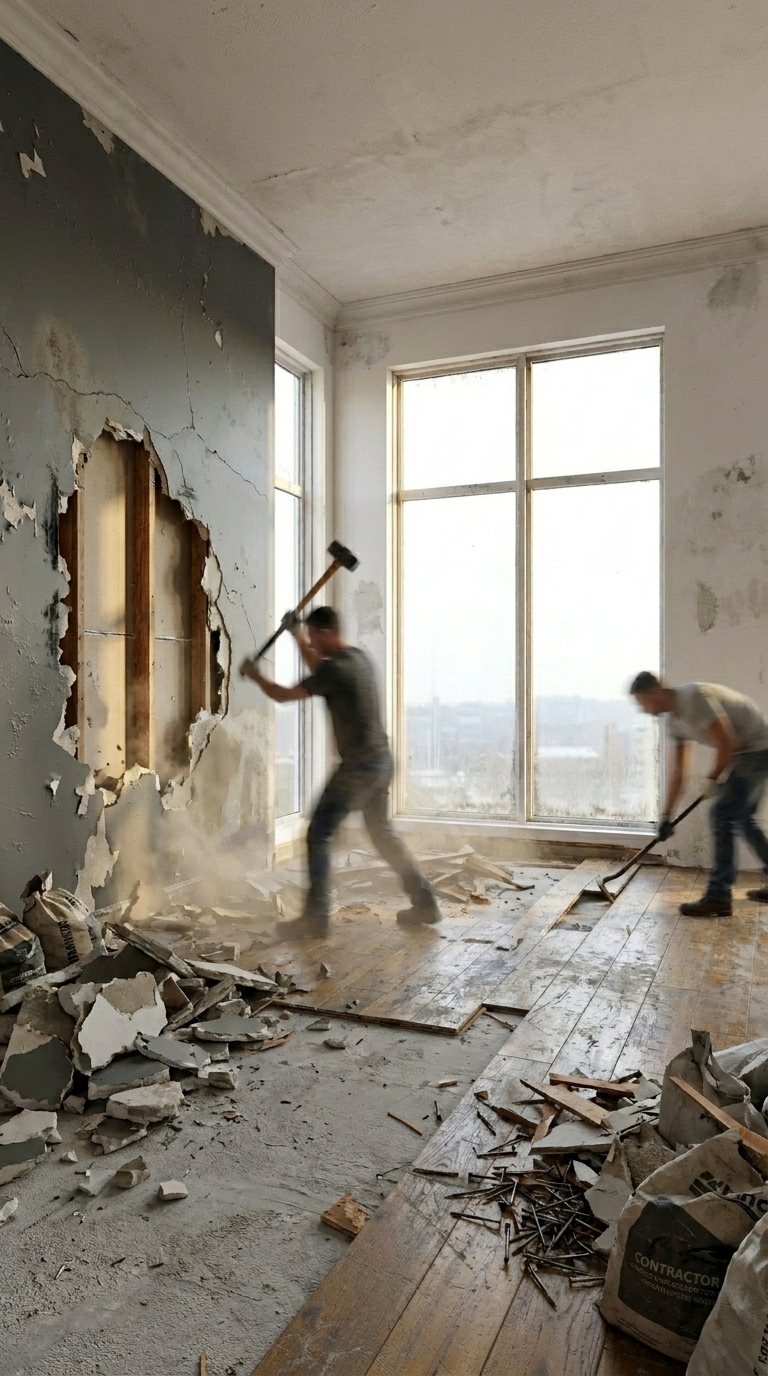 Demolition phase in progress
