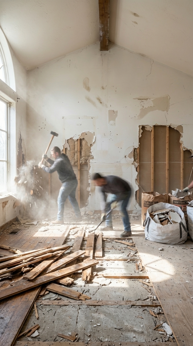 Demolition phase in progress