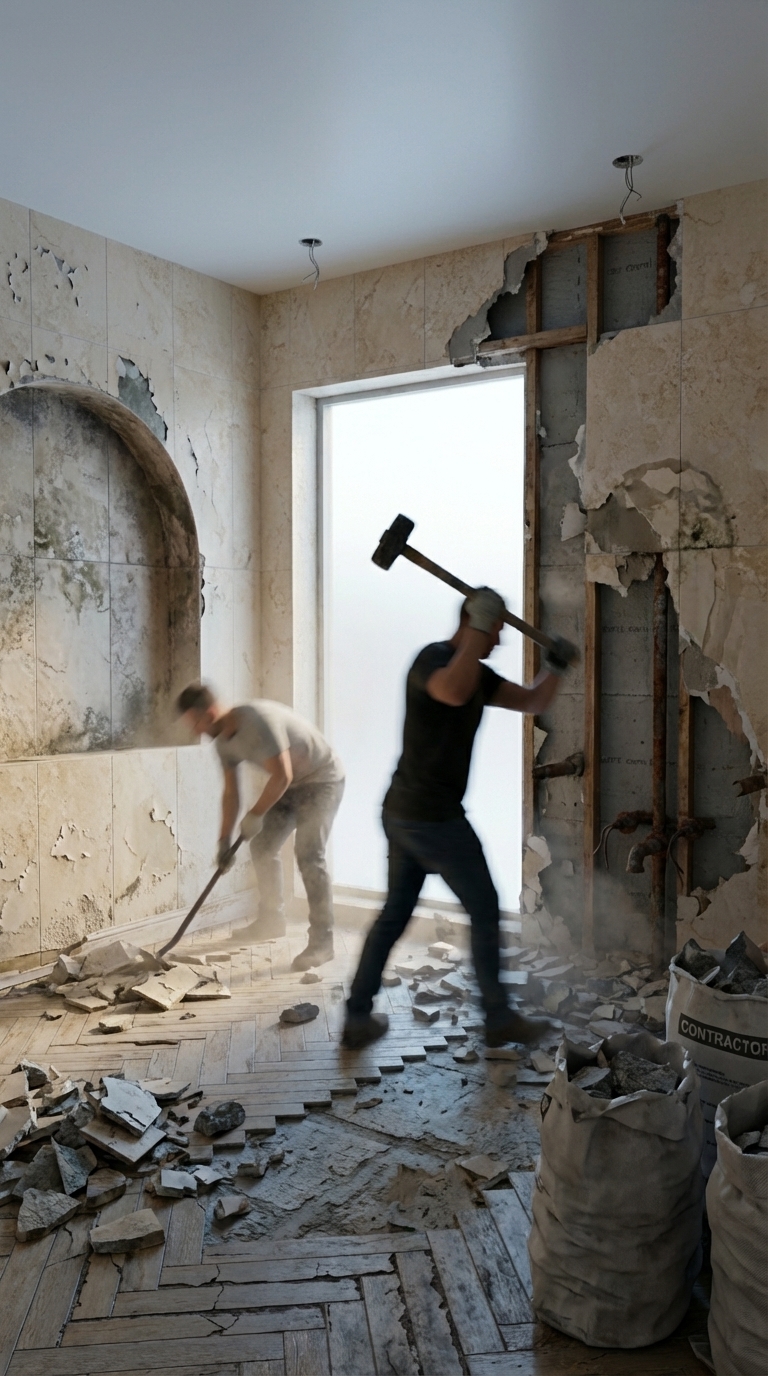 Demolition phase in progress