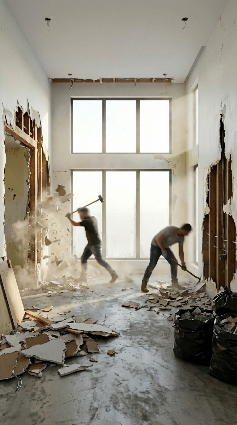 Demolition phase in progress
