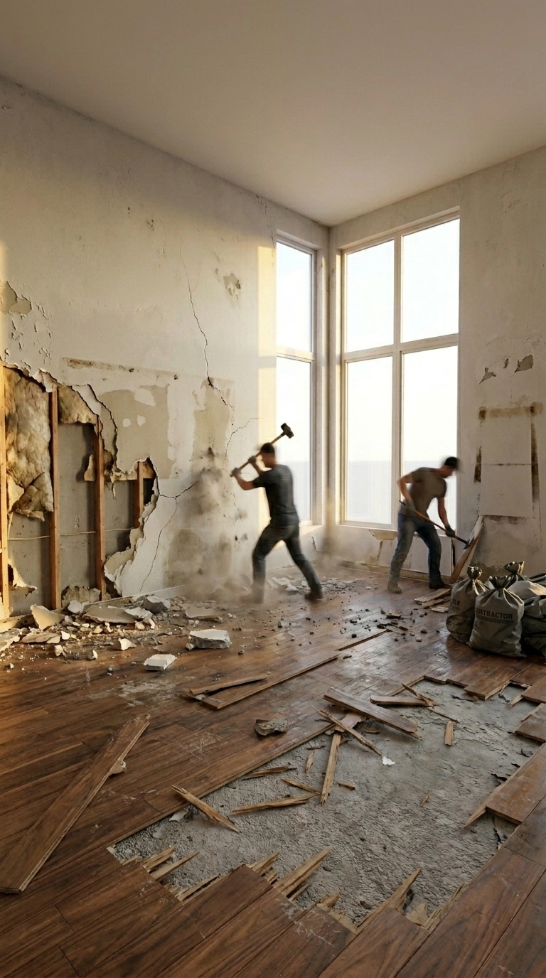Demolition phase in progress
