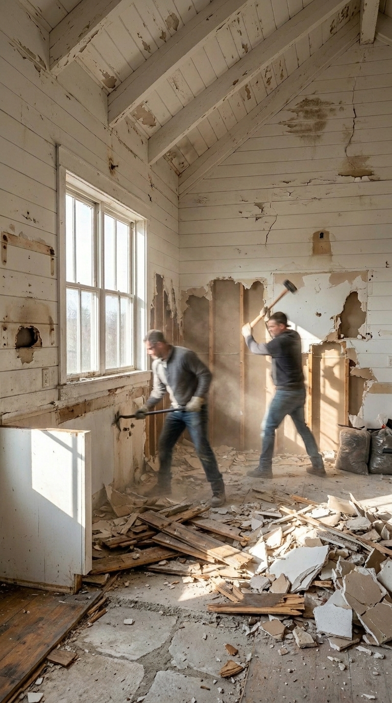 Demolition phase in progress