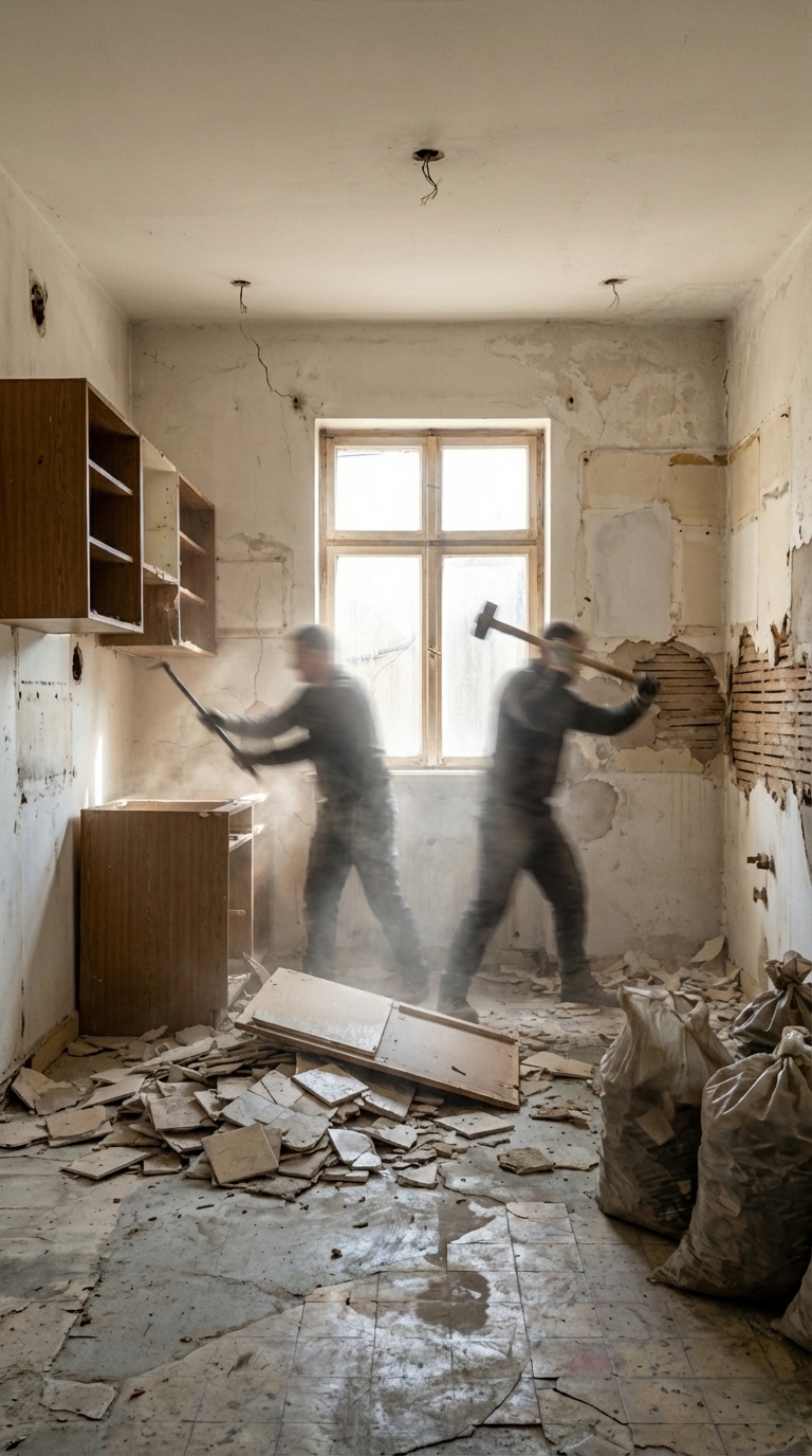 Demolition phase in progress