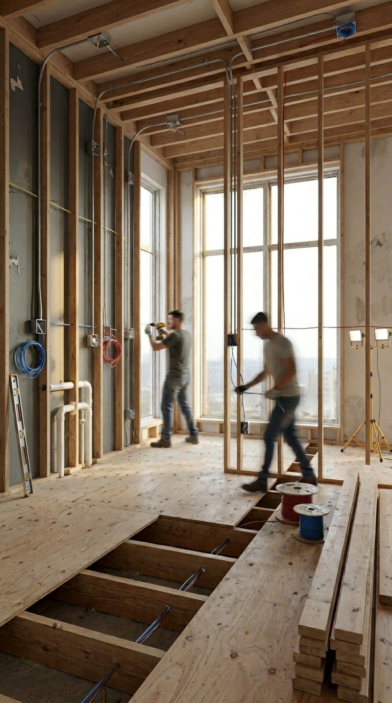 Structural framing and rough-in