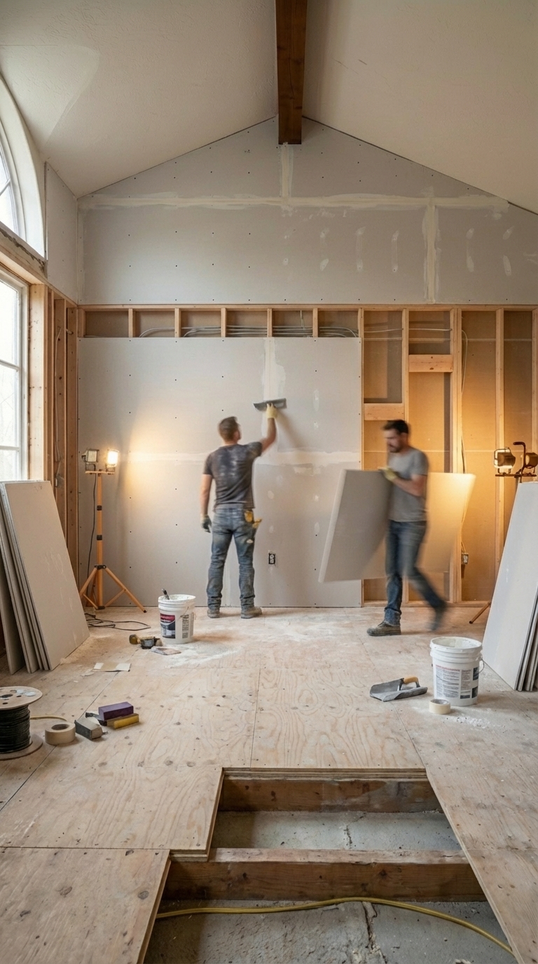 Drywall and subfloor installation