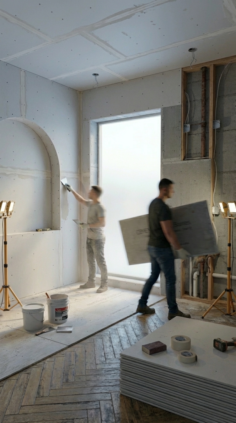 Drywall and subfloor installation