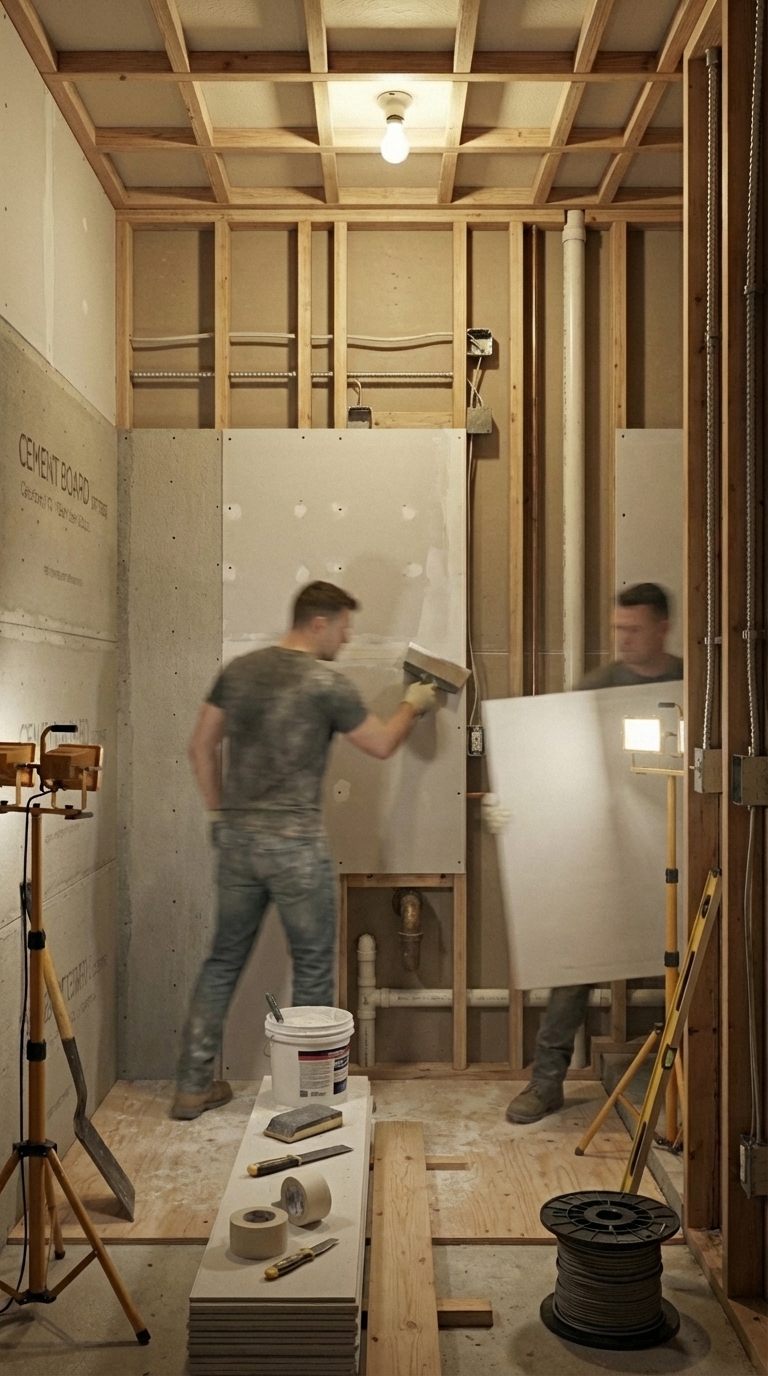 Drywall and subfloor installation