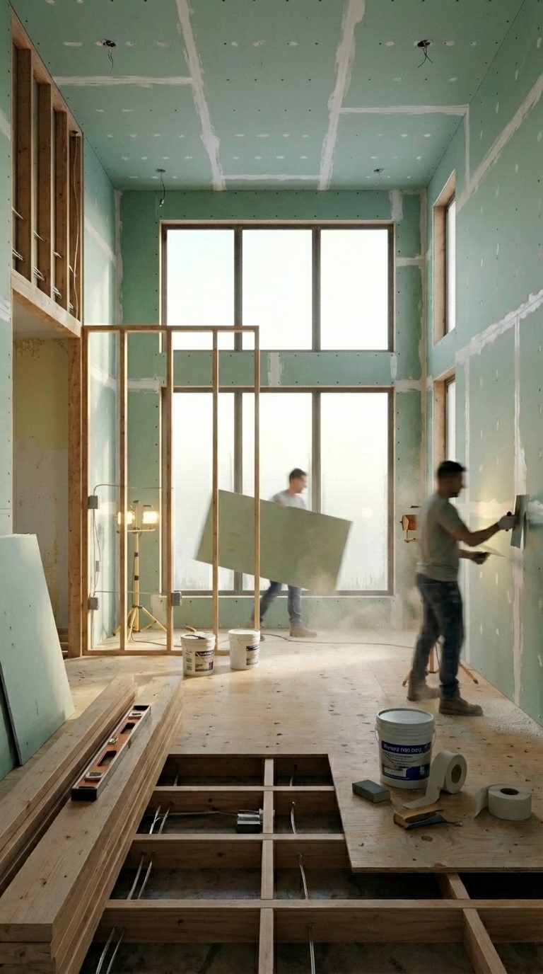 Drywall and subfloor installation