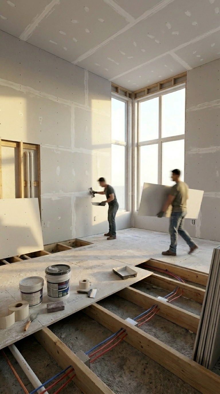 Drywall and subfloor installation