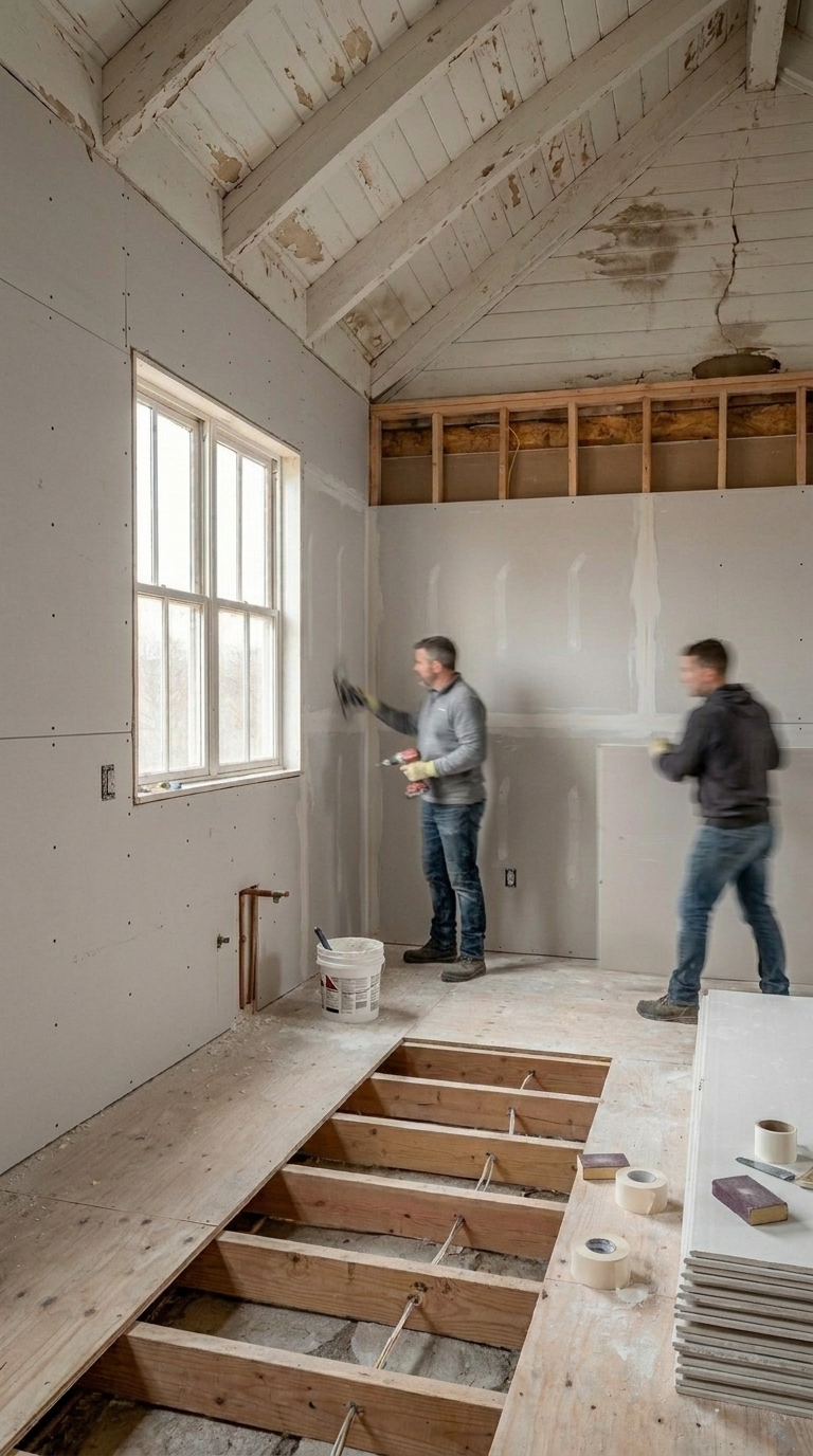 Drywall and subfloor installation