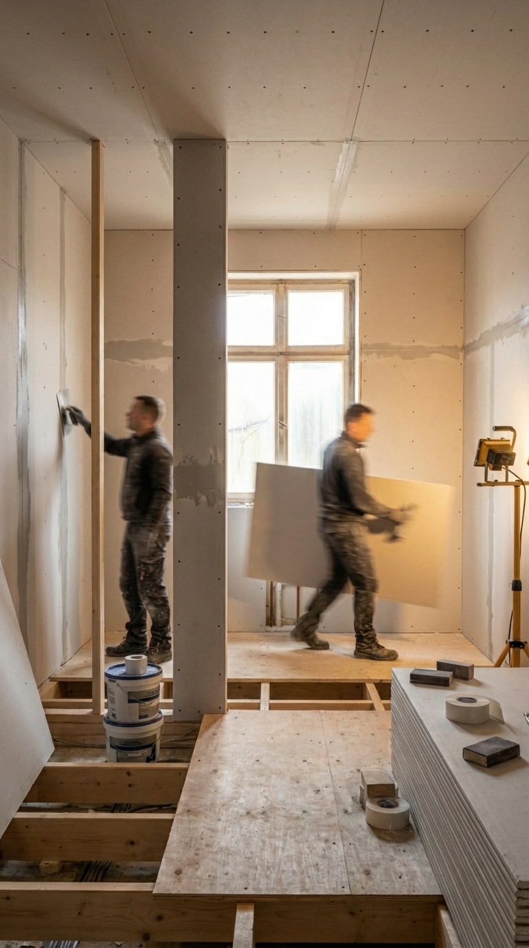 Drywall and subfloor installation