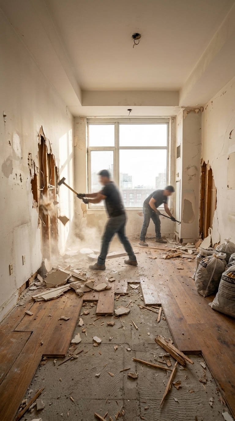 Demolition phase in progress