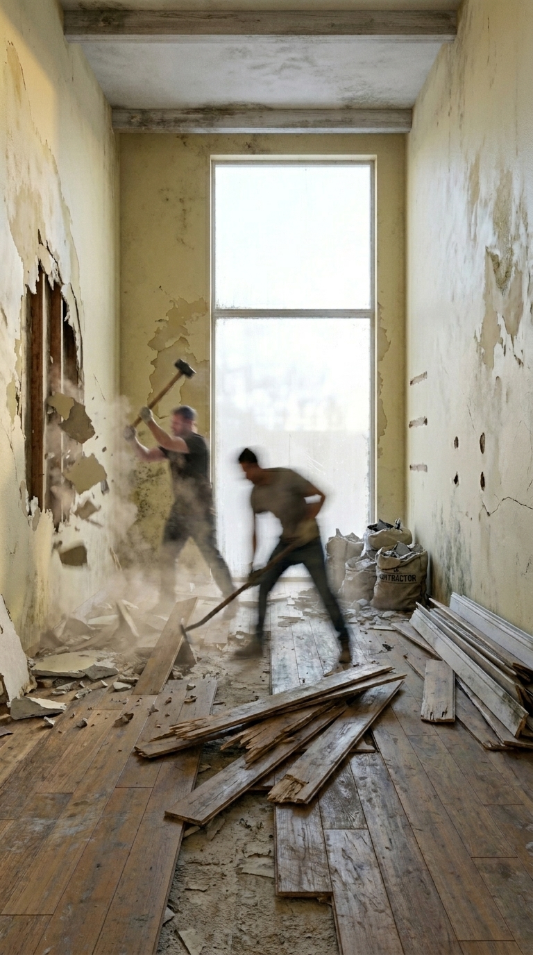 Demolition phase in progress