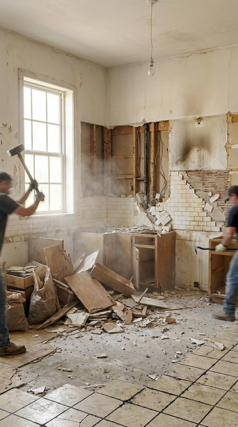 Demolition phase in progress