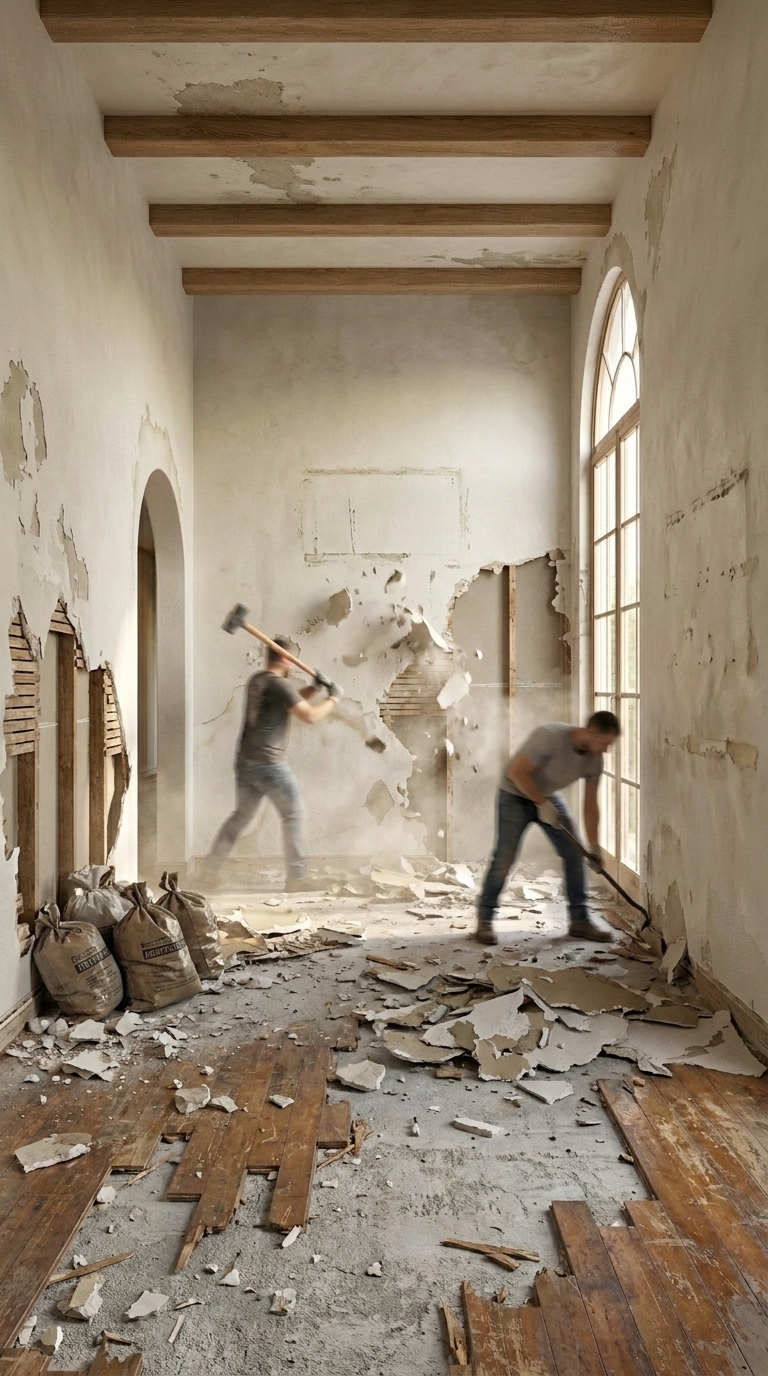 Demolition phase in progress