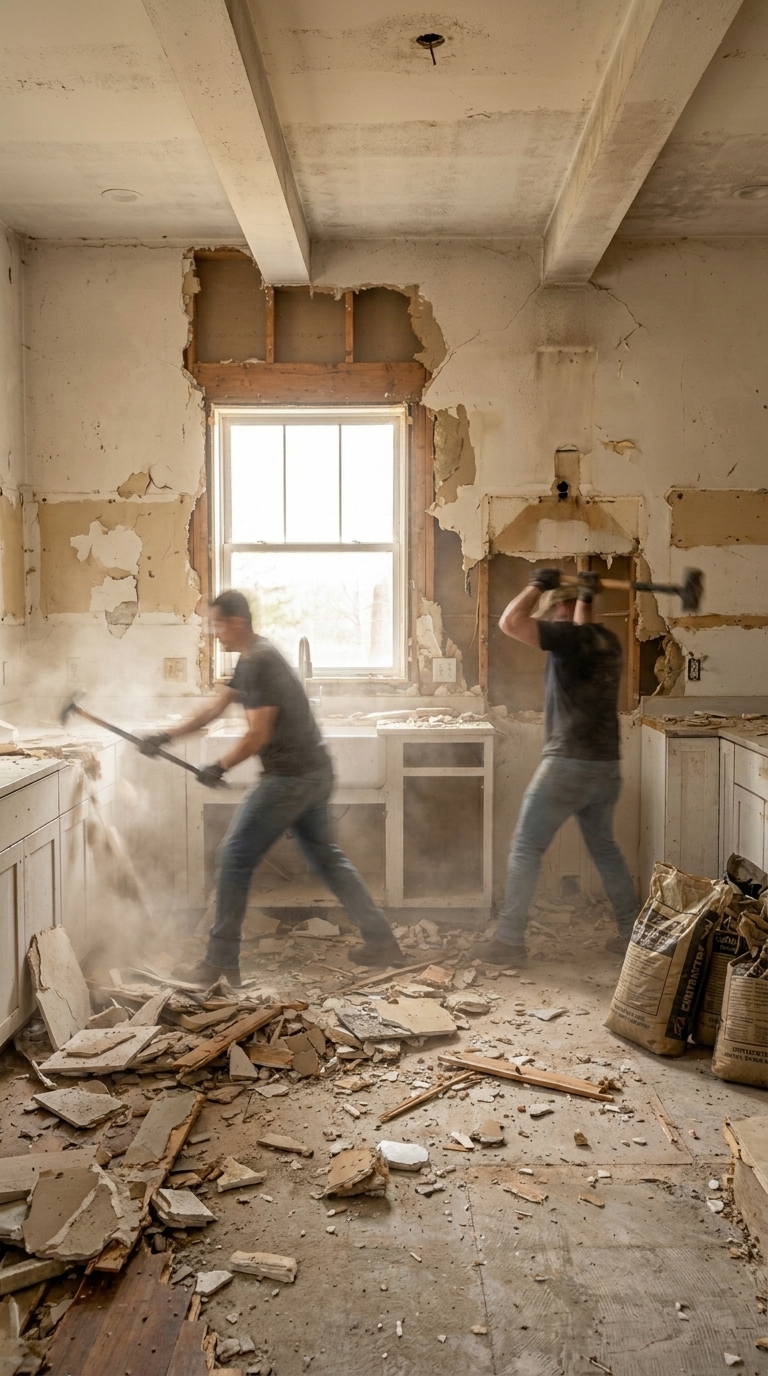 Demolition phase in progress