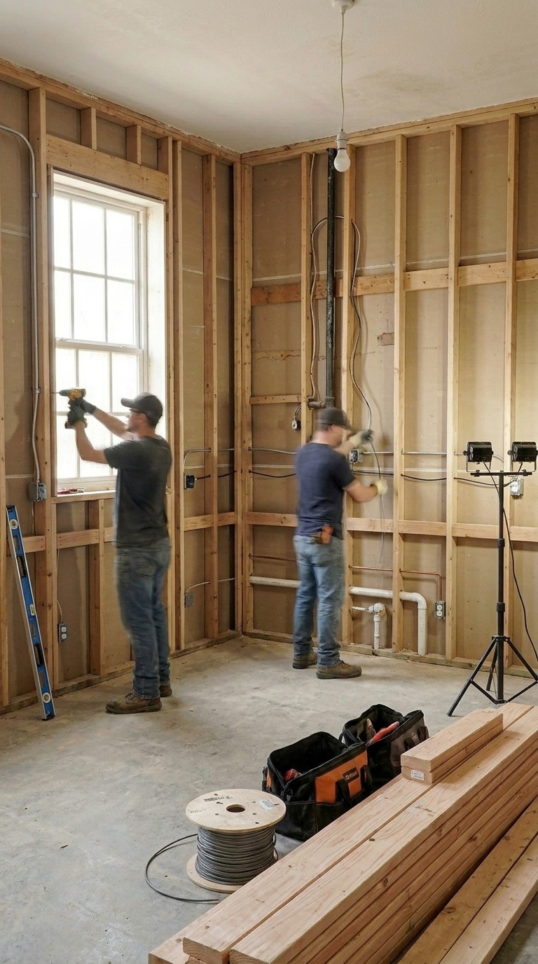 Structural framing and rough-in