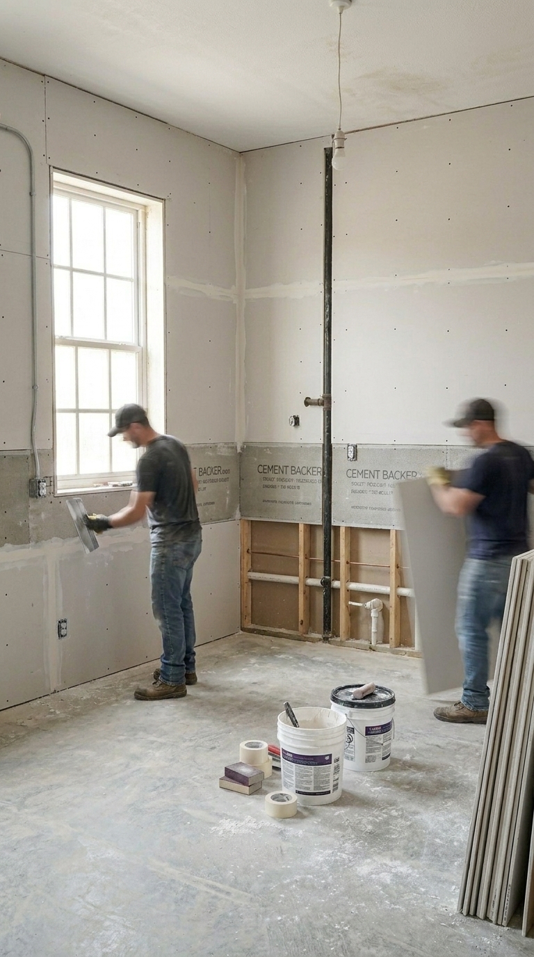 Drywall and subfloor installation