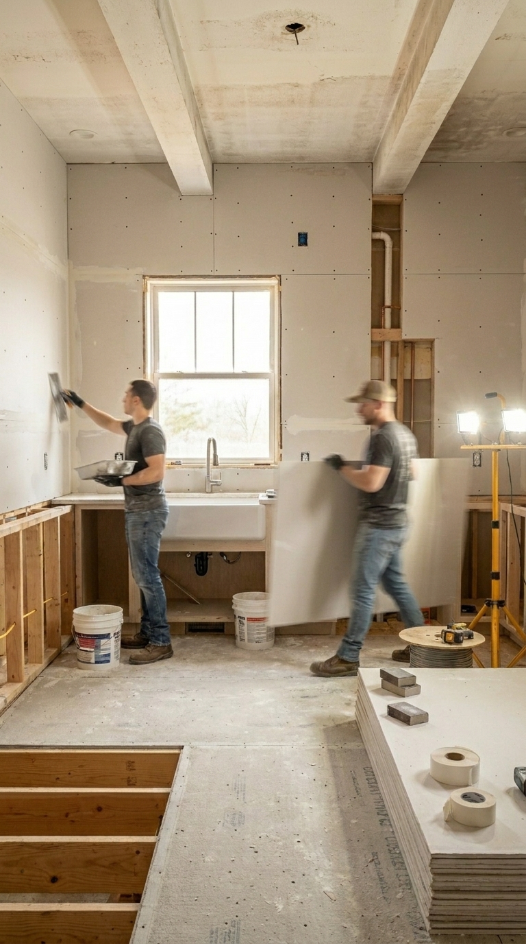 Drywall and subfloor installation