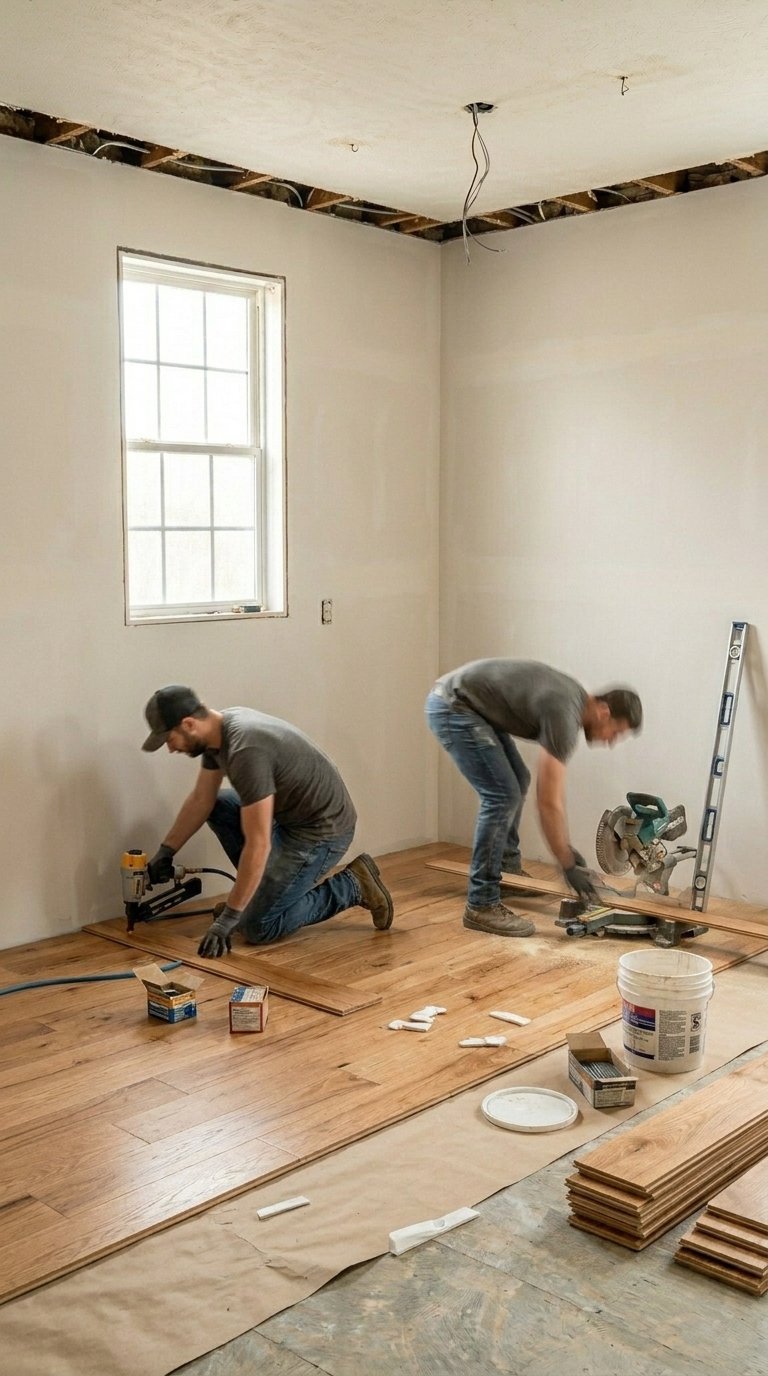 New flooring and tile installation