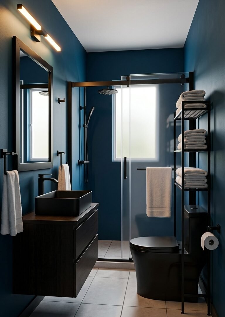 Small Bathroom Renovation Cost: What a $1,322 Atoll Blue + Matte Black Transformation Actually Looks Like