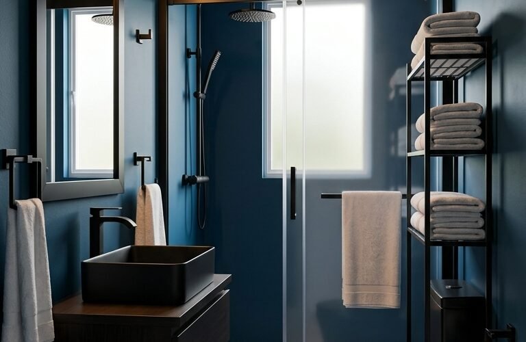Small Bathroom Renovation Cost: What a $1,322 Atoll Blue + Matte Black Transformation Actually Looks Like
