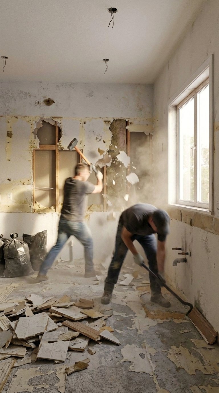 Demolition phase in progress