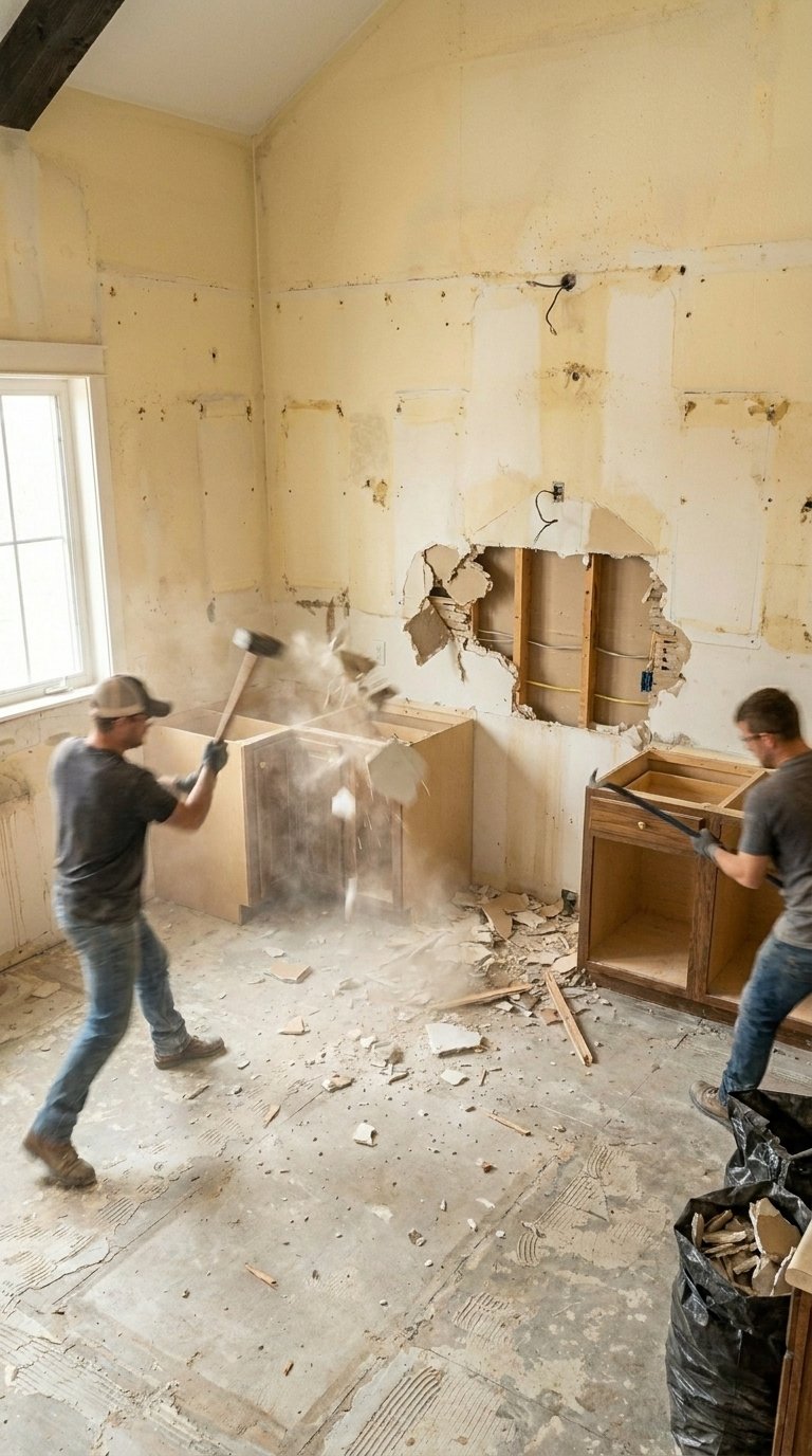 Demolition phase in progress