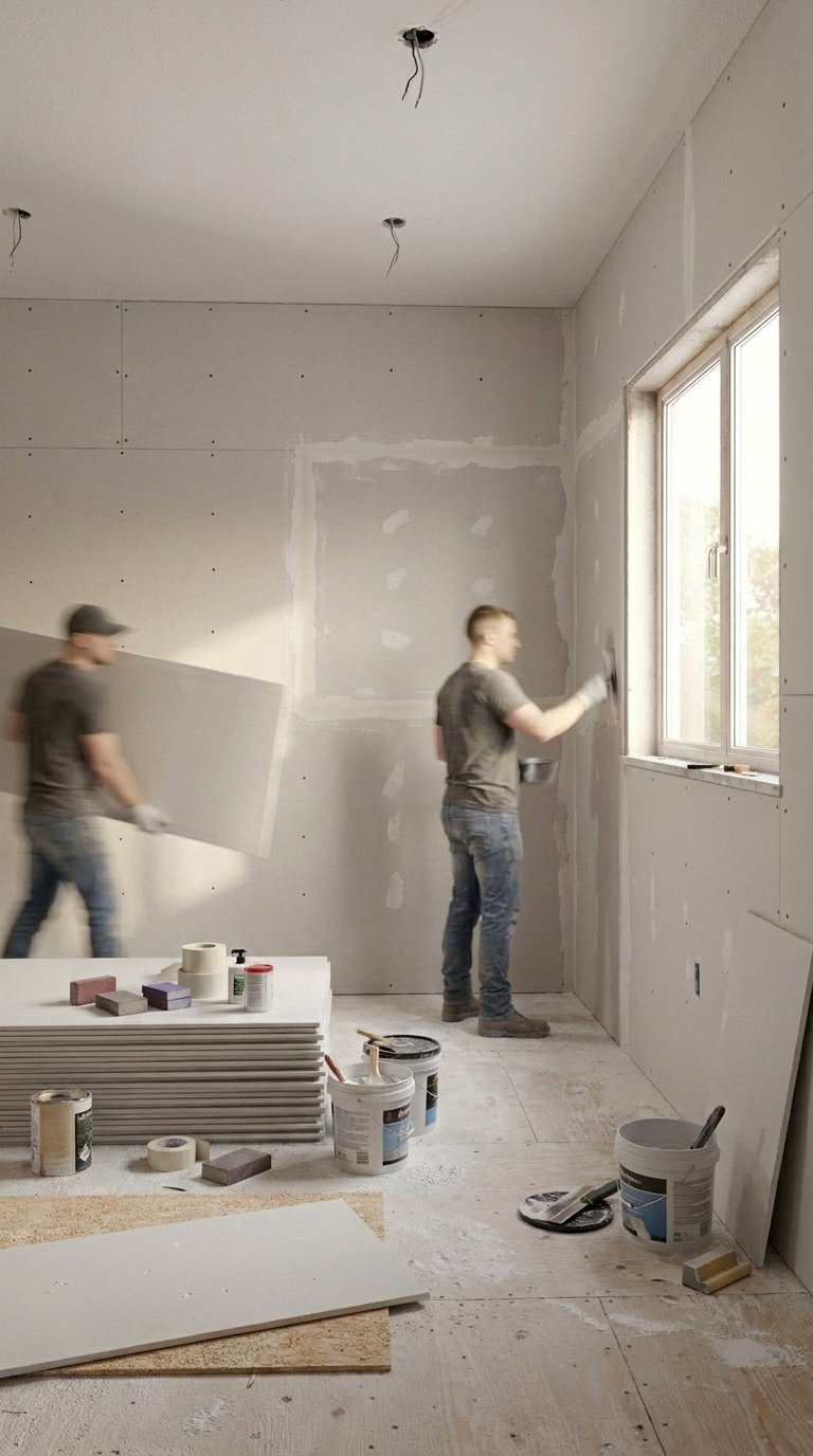 Drywall and subfloor installation