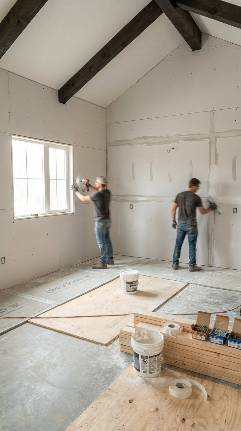 Drywall and subfloor installation