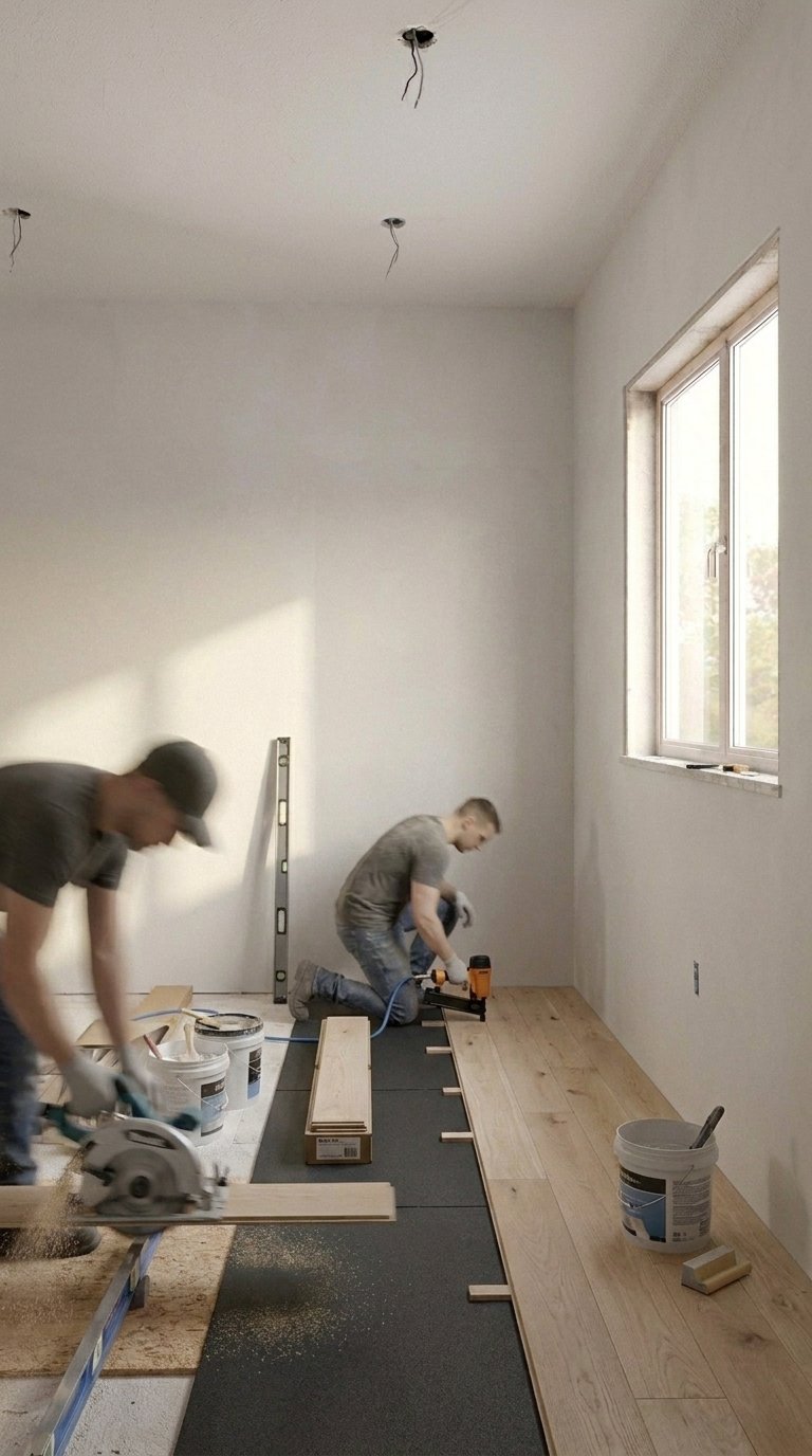New flooring and tile installation