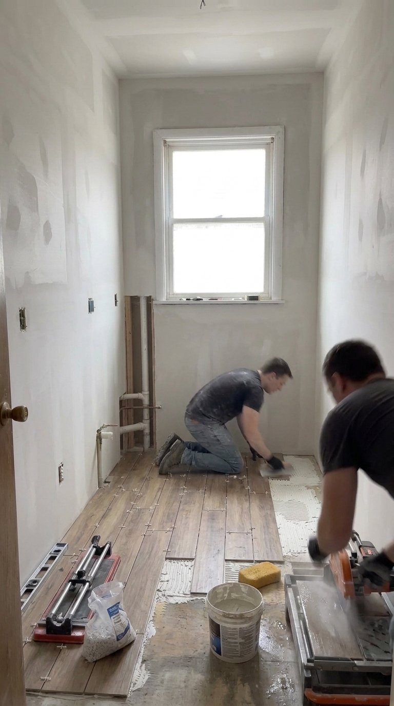 New flooring and tile installation