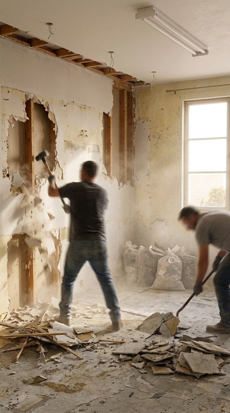 Demolition phase in progress