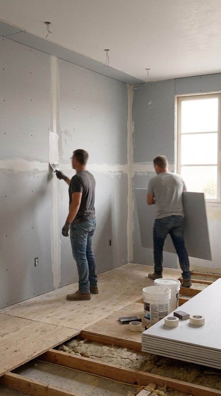 Drywall and subfloor installation